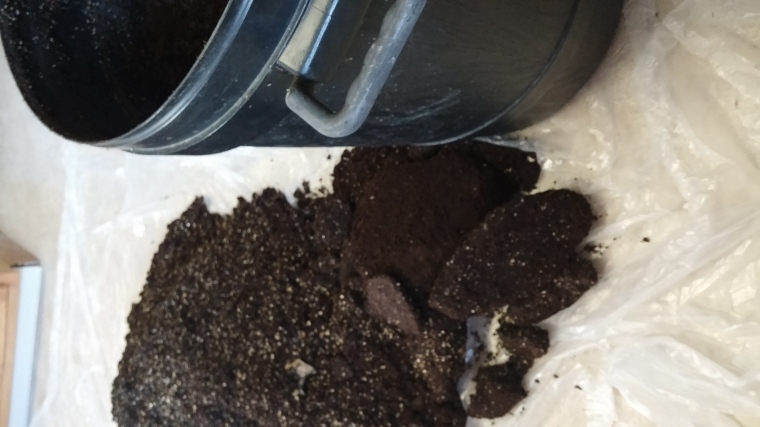 Frozen chunks of soil mix
